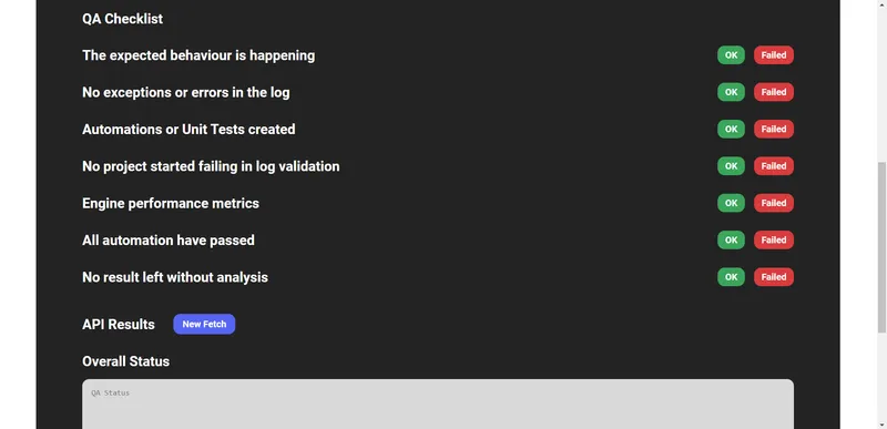 QA Checklist Queries